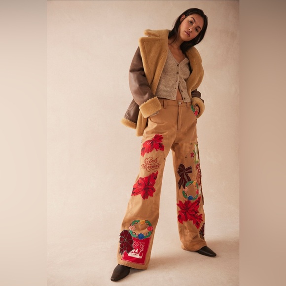 Free People We the Free Bright Time Craft Embroidered Pants MSRP $298 - Picture 6 of 16